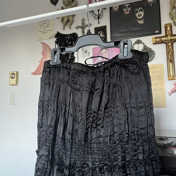 90s Midi Tiered Satin Skirt Vintage - Picture 5 of 6